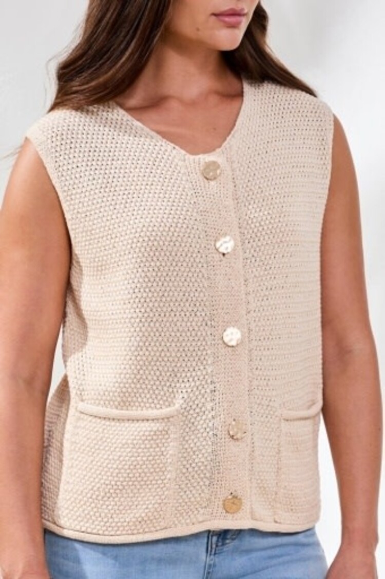 Tribal Tribal Sweater Vest W/ Pockets and Fancy Buttons 6208O