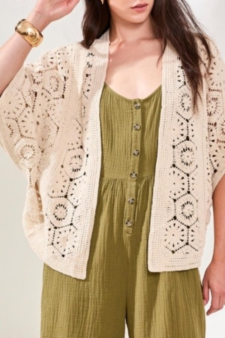 Tribal CROCHET CARDIGAN-NATURAL