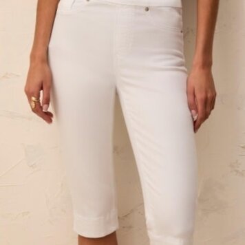 Tribal AUDREY PULL ON PEDAL PUSHER JEANS-WHITE