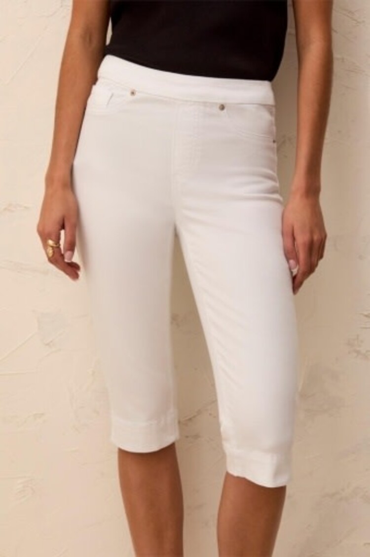 Tribal AUDREY PULL ON PEDAL PUSHER JEANS-WHITE