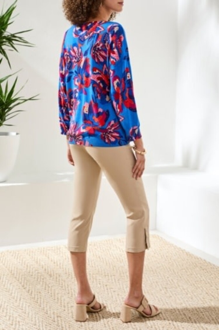 Tribal SOFT YARN THREE-QUARTER SLEEVE CREWNECK SWEATER-TURKISHSEA