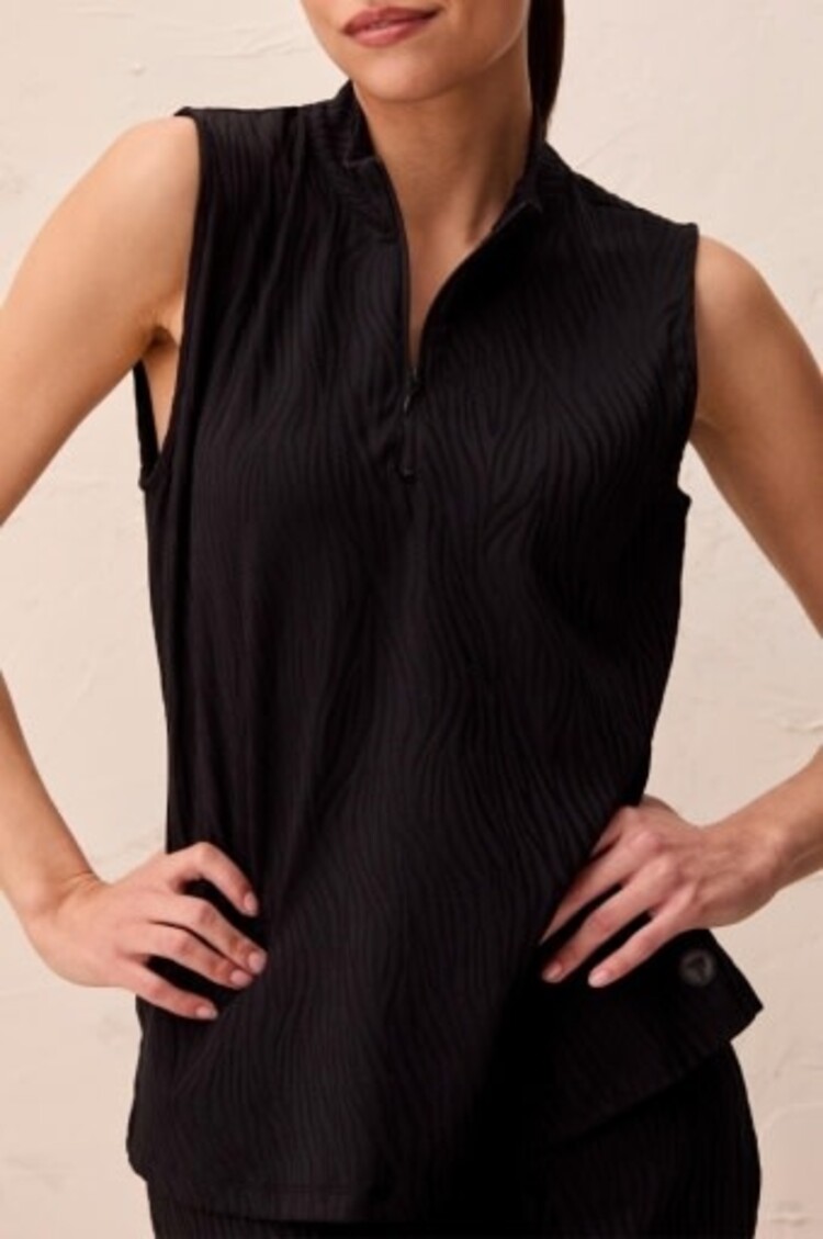 Tribal Tribal Sleeveless Zip Mock Neck Top 2450O