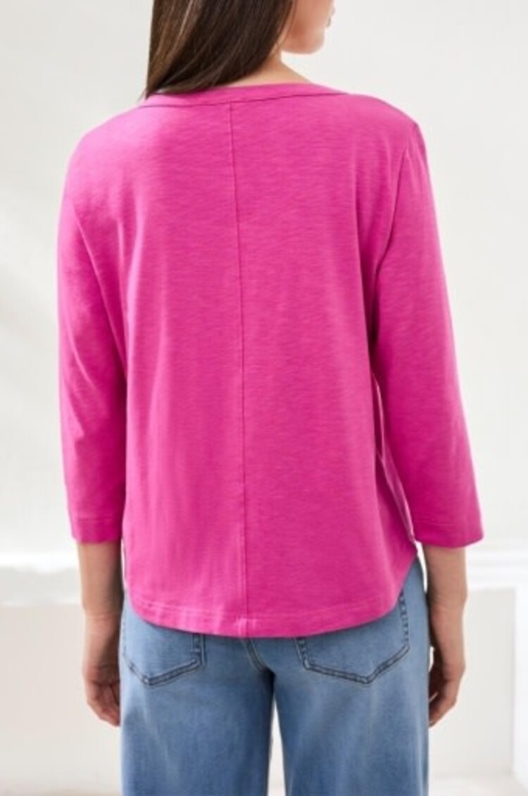 Tribal 3/4 SLV SCOOP NECK TOP W/BUTTONS-2474O