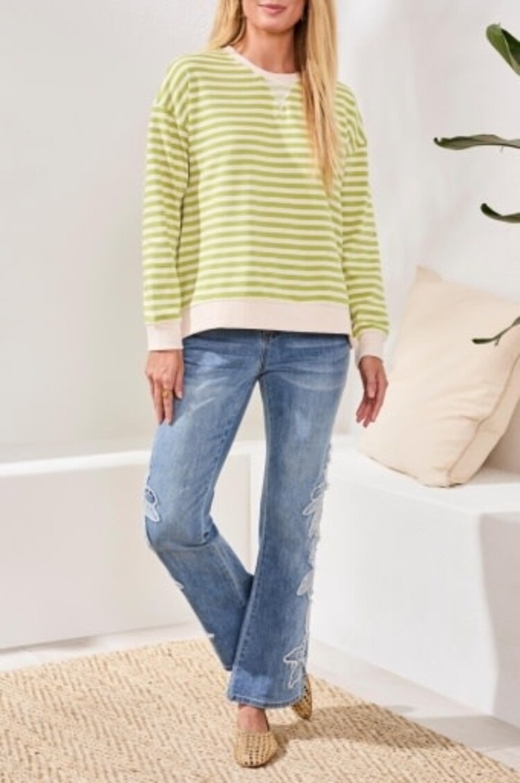 Tribal L/S CREW NECK TOP W/COMBO-2487O