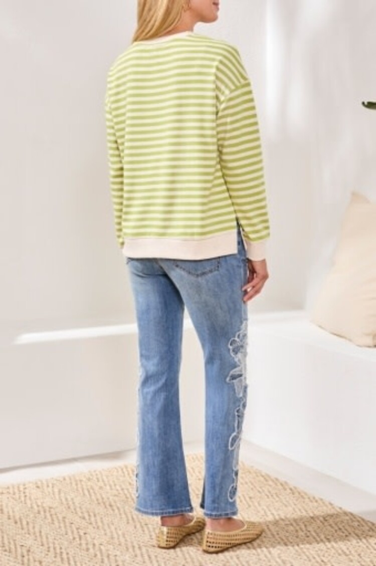 Tribal L/S CREW NECK TOP W/COMBO-2487O