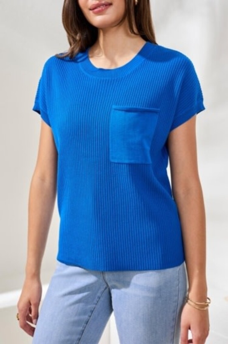 Tribal S/S DOLMAN SWEATER W/POCKET-TURKISHSEA