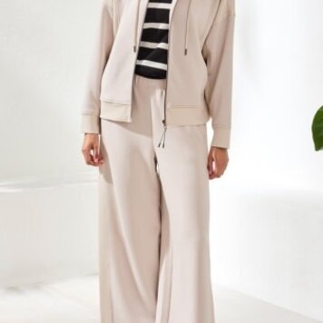 Tribal TECHNO LUX - L/S HOODED CARDIGAN W/COMBO-SANDDUNE