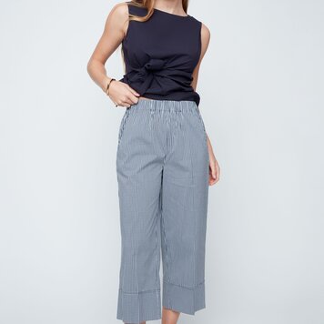 Renuar Renaur Pull On Gingham Wide Leg Cropped Pant R11015