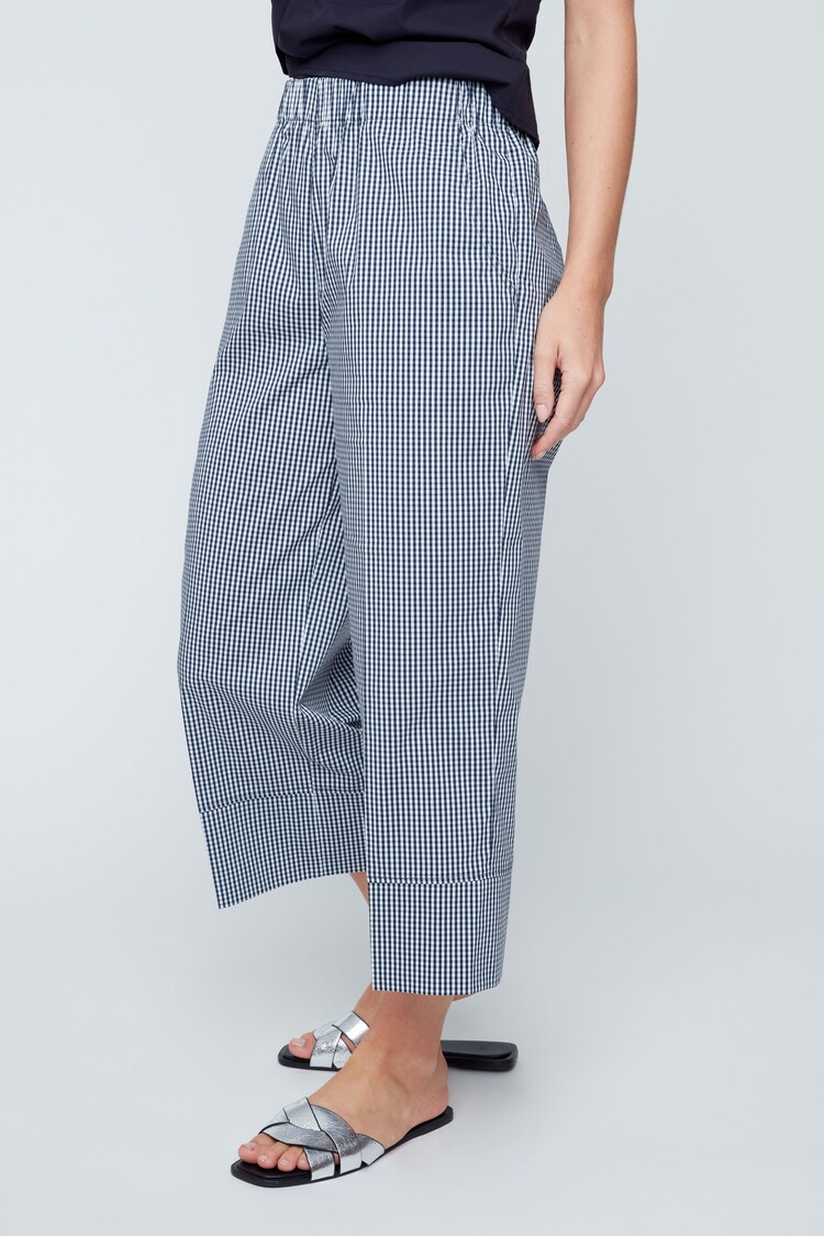 Renuar Renaur Pull On Gingham Wide Leg Cropped Pant R11015