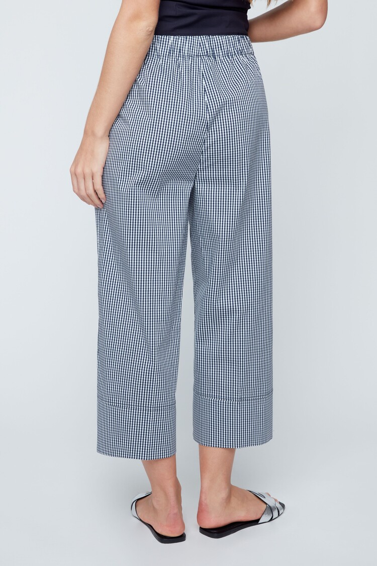 Renuar Renaur Pull On Gingham Wide Leg Cropped Pant R11015