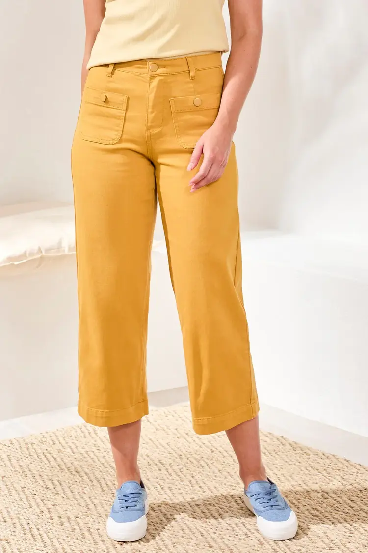 Tribal Tribal Sophia Hugging Crop Palazzo Denim Pant 6148O