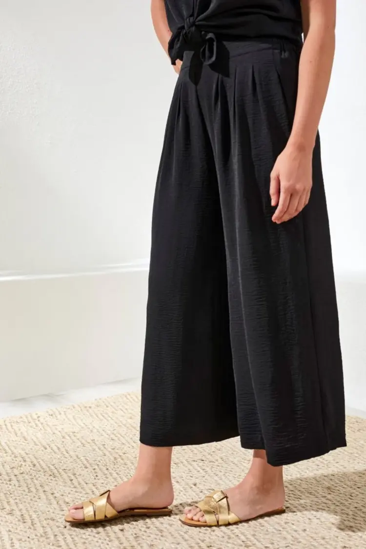 Tribal Tribal Flowy Crop Pant W/ Elastic Waistband 6146O