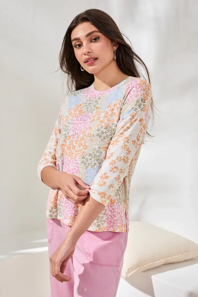 Tribal Tribal 3/4 Sleeve Crew Neck Top 6124O