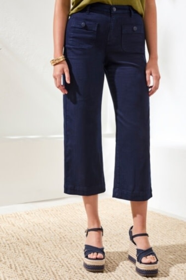 Tribal Tribal Sophia Hugging Crop Palazzo Denim Pant 6148O