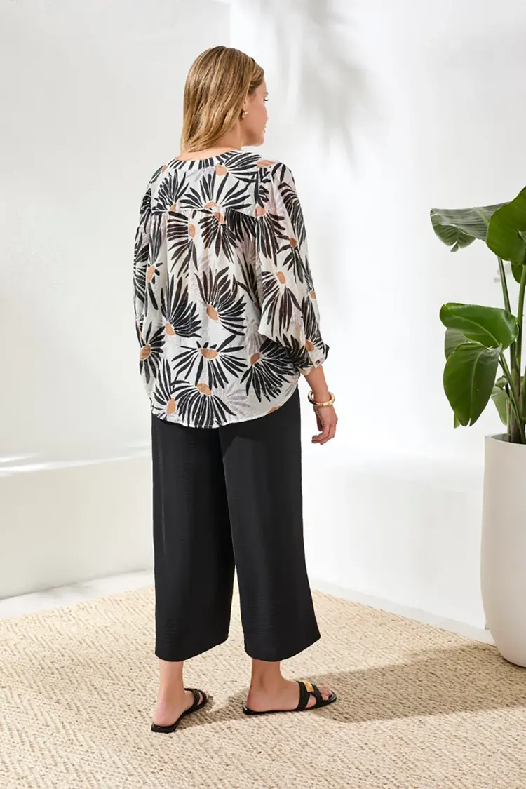 Tribal Tribal Flowy Dolman Sleeve Blouse W/ Self-Covering Buttons 5539O