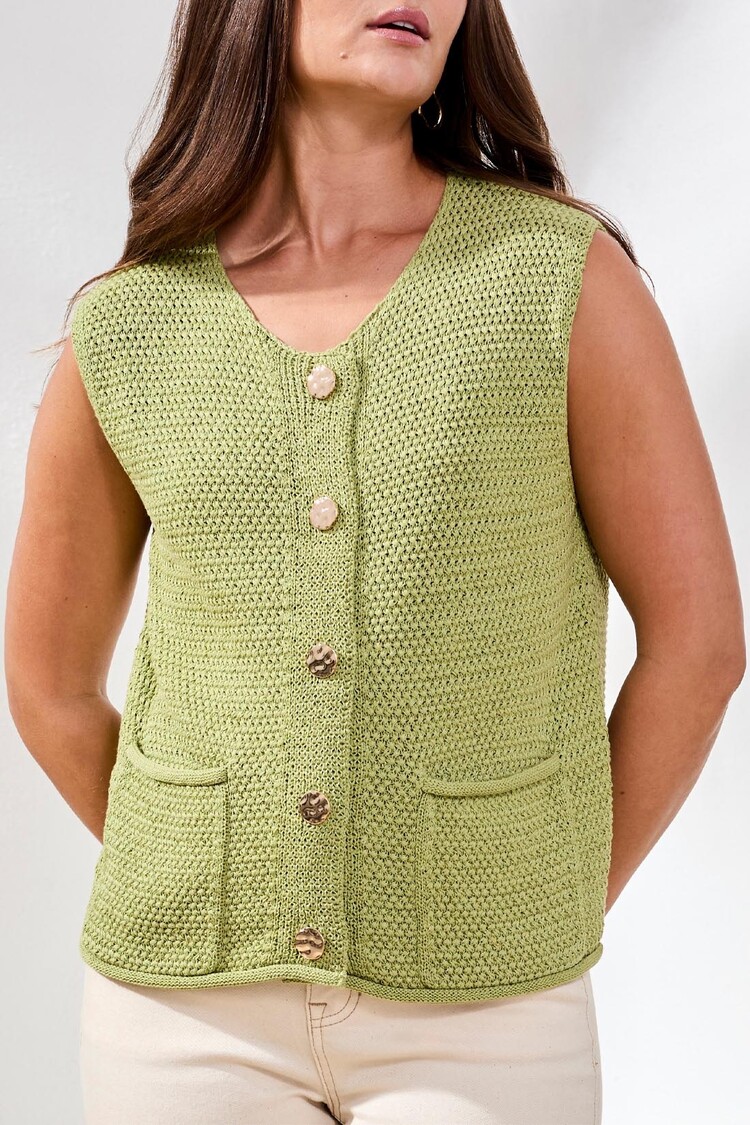 Tribal Tribal Sweater Vest W/ Pockets and Fancy Buttons 6208O