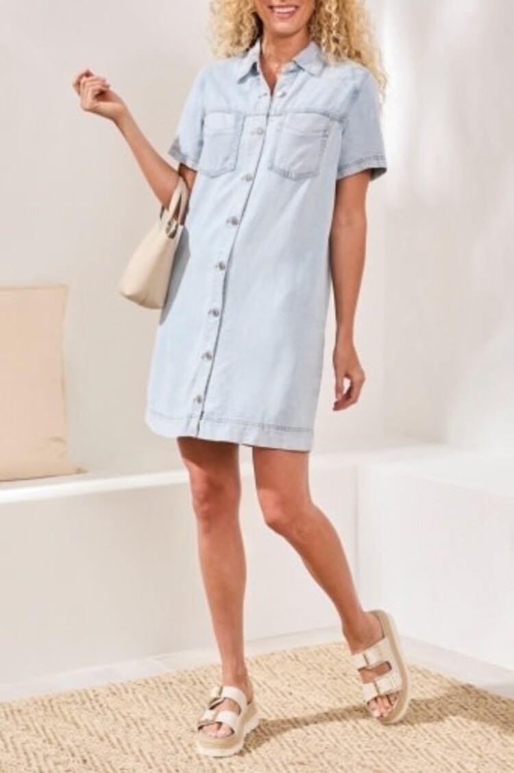 Tribal DENIM SHIRT DRESS W/POCKETS-BONDIBEACH