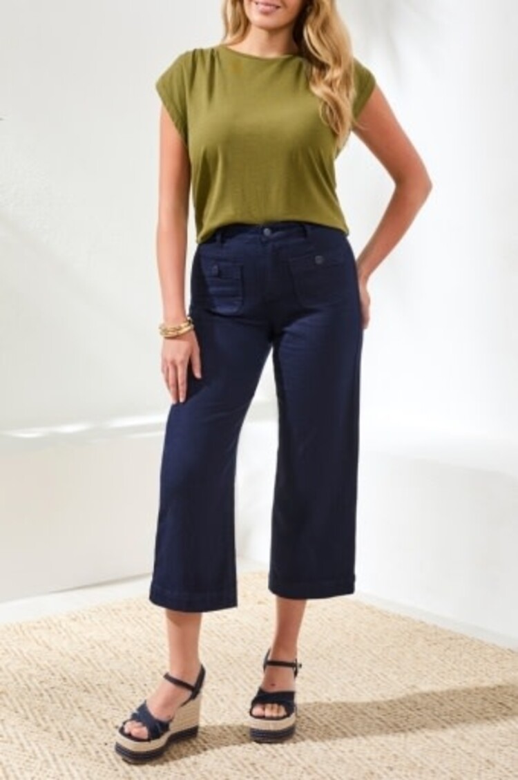 Tribal Tribal Sophia Hugging Crop Palazzo Denim Pant 6148O