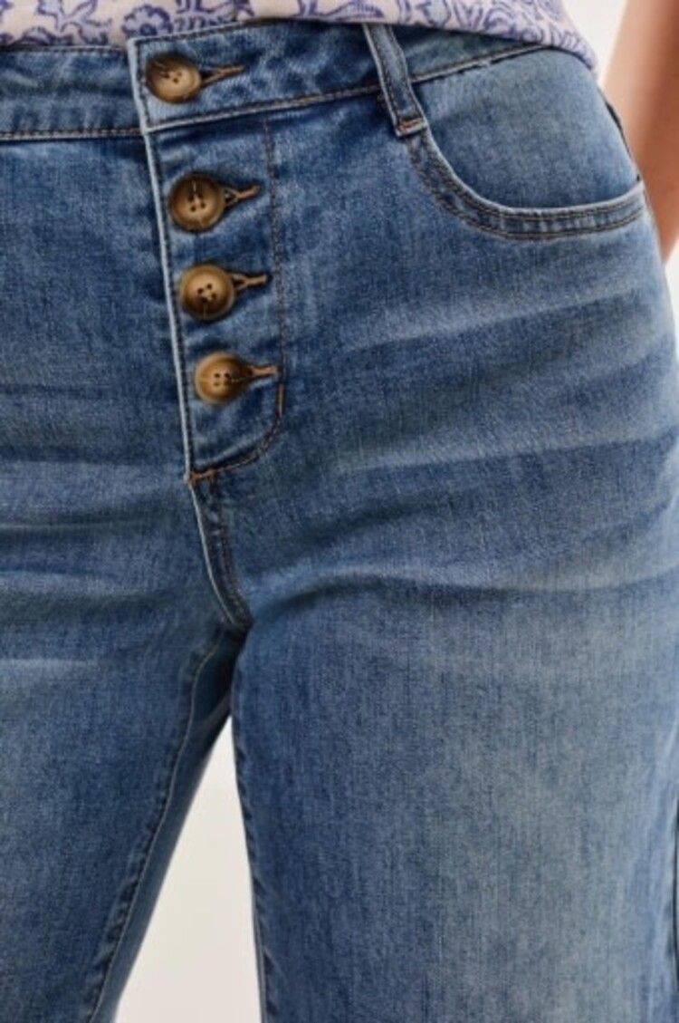 Tribal Tribal Audrey Button Fly Wide Crop Jeans 6186O