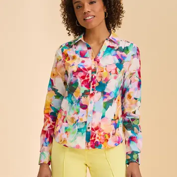 French Dressing Jeans FDJ Long Sleeve Split Neck Top 7242623