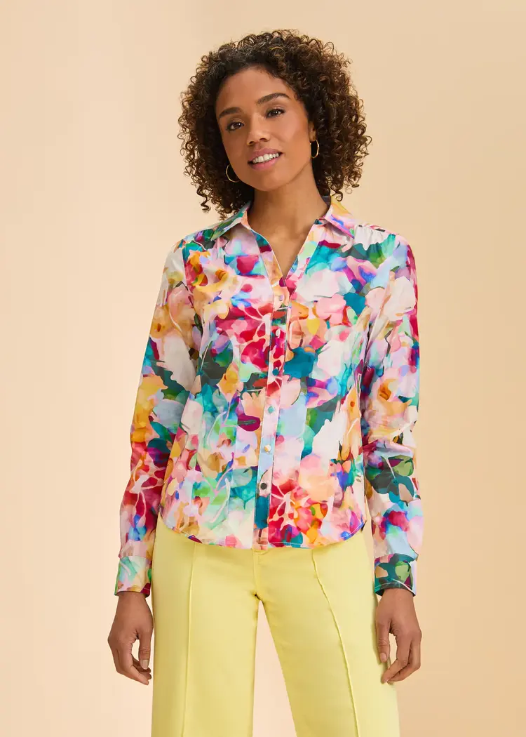 French Dressing Jeans FDJ Long Sleeve Split Neck Top 7242623