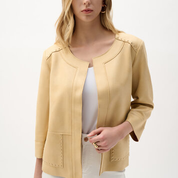 Joseph Ribkoff Joseph Ribkoff Foiled Scuba Suede Boxy Jacket With Stud Details 262905