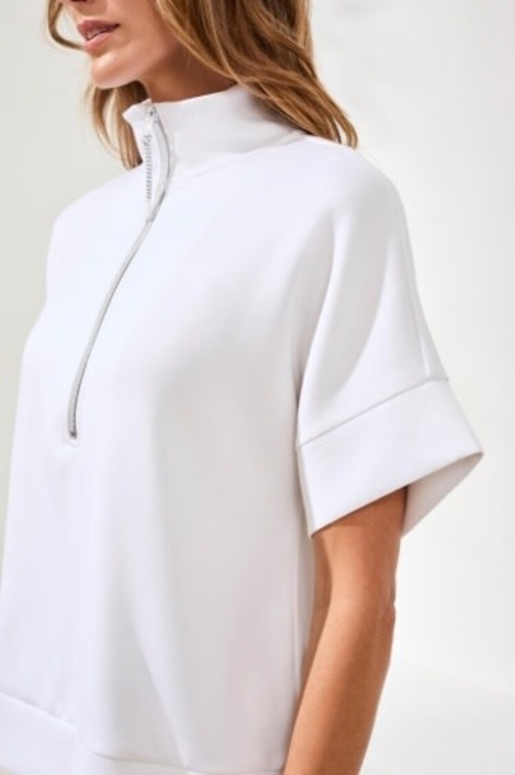 Tribal TECHNO LUX - S/S MOCK NECK TOP W/ZIPPER-3019O