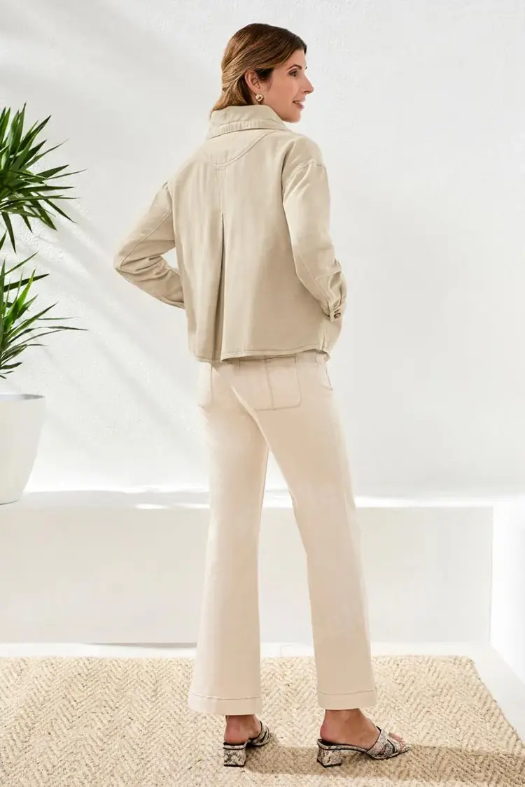 Tribal L/S BTN FRT JACKET W/ DRAWCORD IN COLLAR-CANVAS