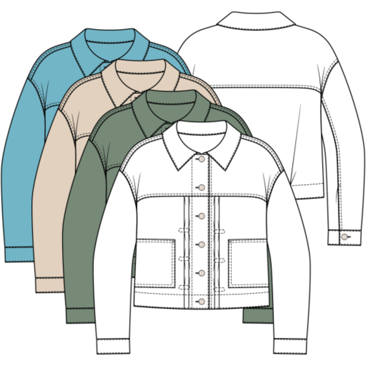 Tribal L/S BTN FRT JACKET W/ BACK PLEAT 3075O