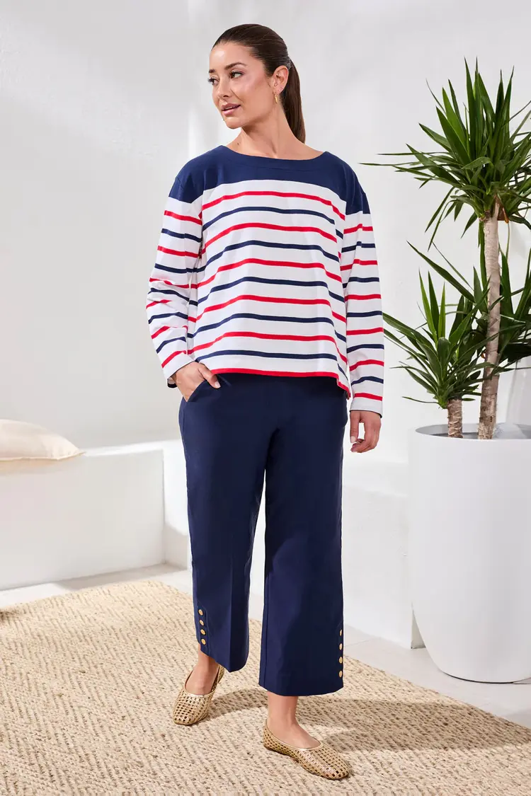 Tribal FLATTEN IT PULL ON CAPRI W/ SNAP VENT-BEACH