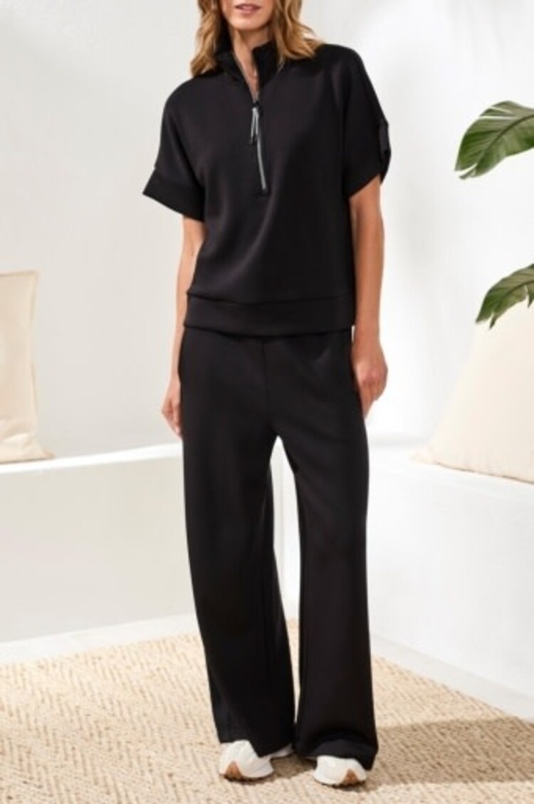 Tribal TECHNO LUX - S/S MOCK NECK TOP W/ZIPPER-3019O