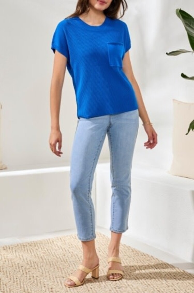 Tribal S/S DOLMAN SWEATER W/POCKET-TURKISHSEA