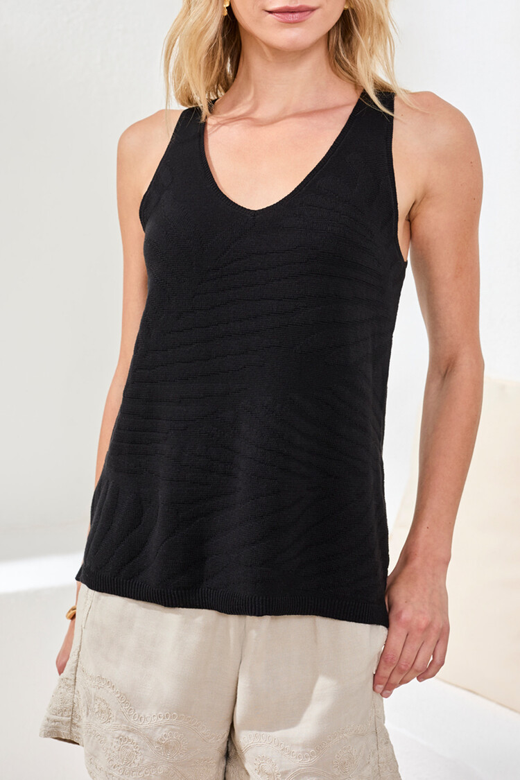 Tribal SLVLESS V NECK SWEATER-WHITE