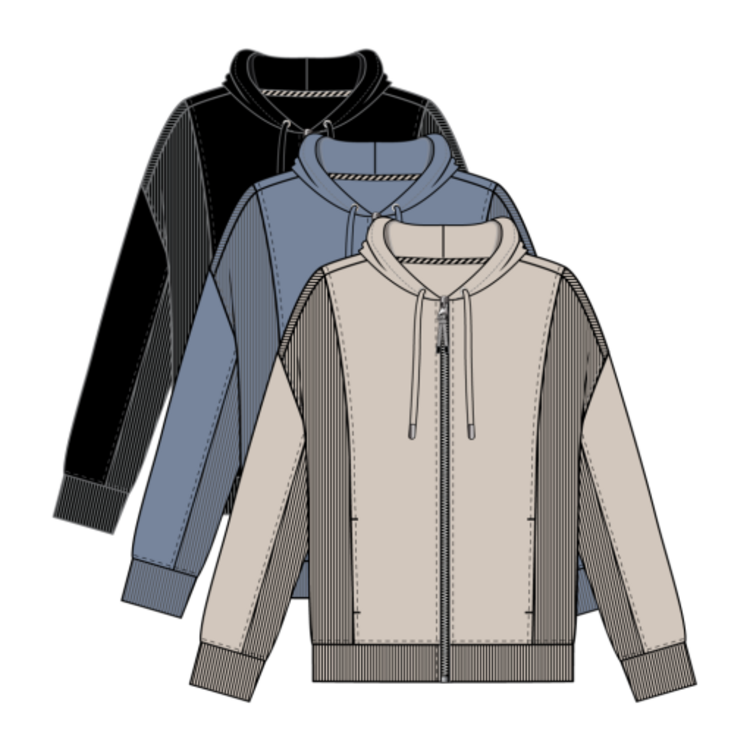 Tribal TECHNO LUX - L/S HOODED CARDIGAN W/COMBO-SANDDUNE