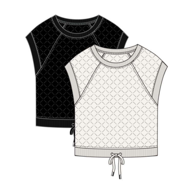 Tribal CREW NECK TOP W/DRAWCORD-2463O