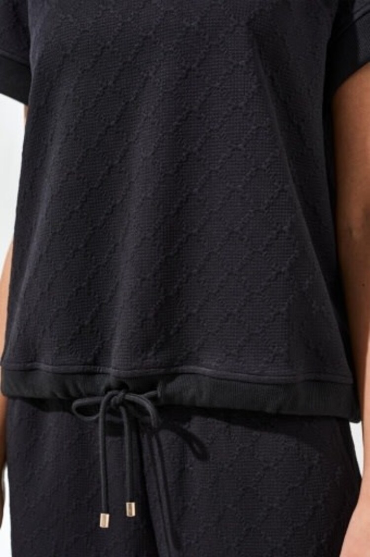 Tribal CREW NECK TOP W/DRAWCORD-2463O