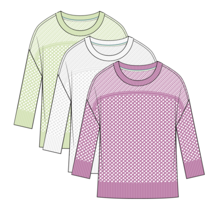 Tribal 3/4 SLV SWEATER W/OPEN STITCH DTL 3037O