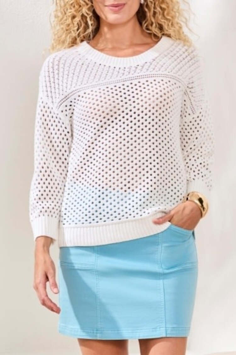 Tribal 3/4 SLV SWEATER W/OPEN STITCH DTL 3037O