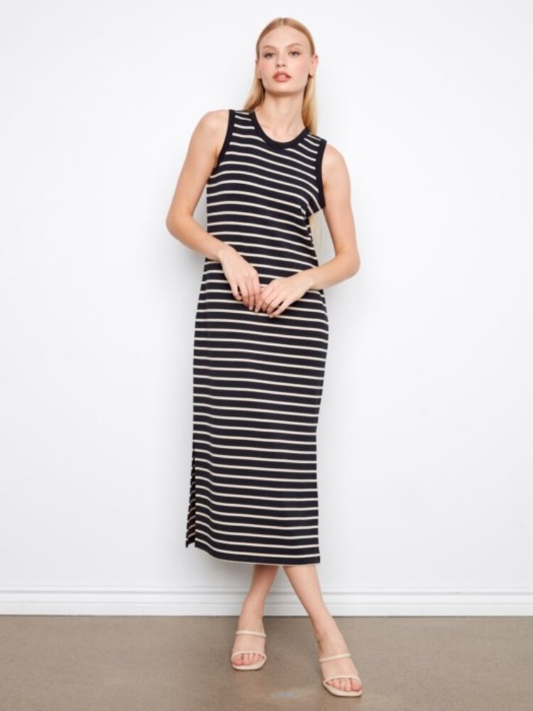 Charlie B Charlie B Scuba sleeveless striped dress C3246