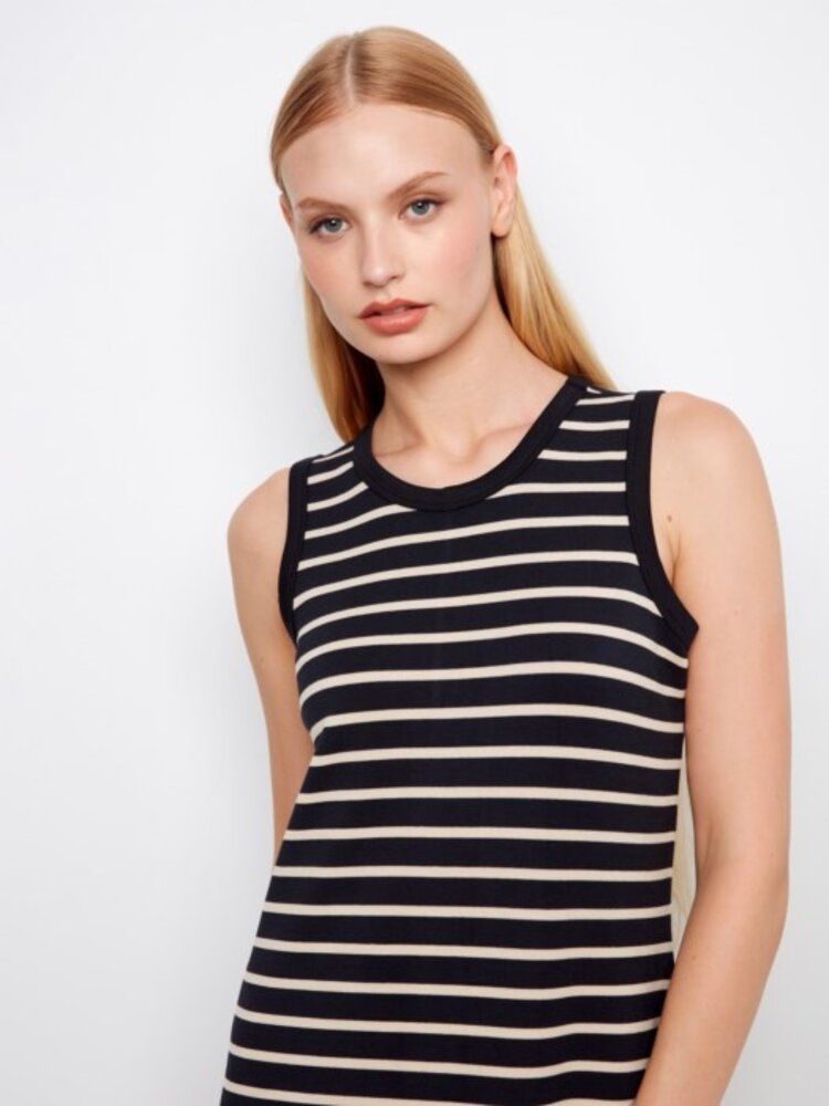 Charlie B Charlie B Scuba sleeveless striped dress C3246