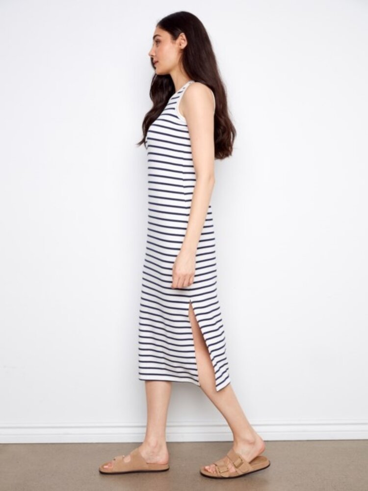 Charlie B Charlie B Scuba sleeveless striped dress C3246