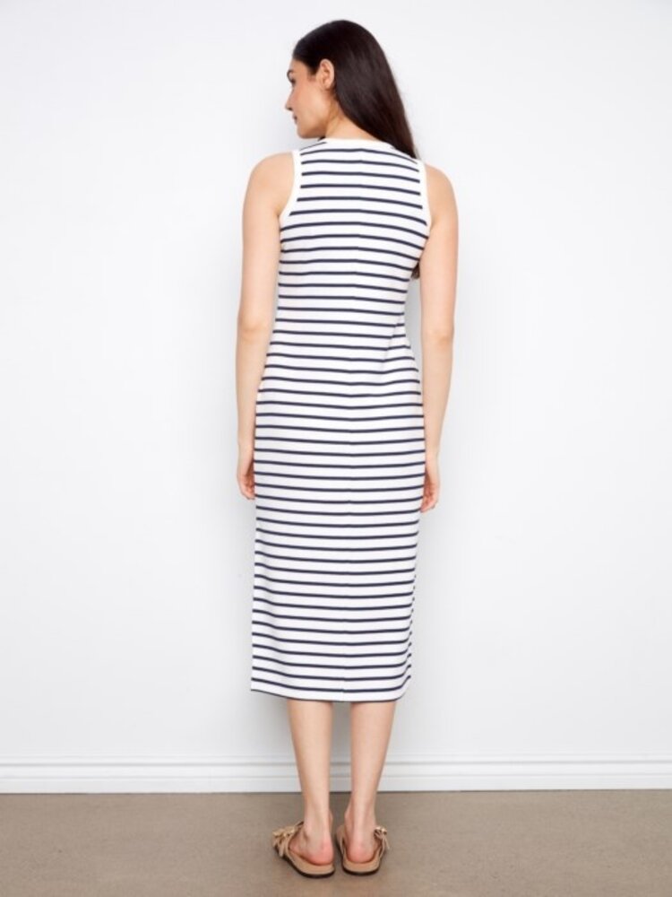 Charlie B Charlie B Scuba sleeveless striped dress C3246