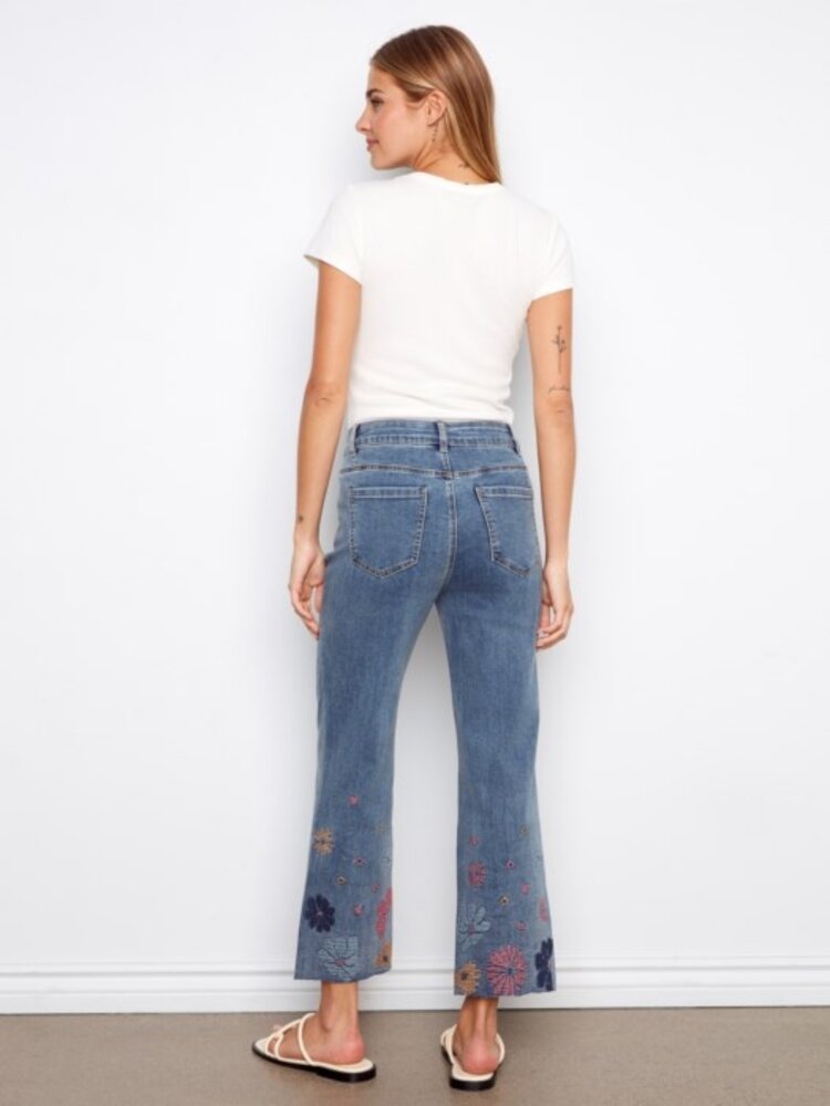 Charlie B Charlie B Cropped Straight Leg with Embroidery C5780