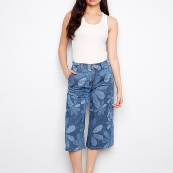 Charlie B Charlie B Flower Print Crop Jean C5761P
