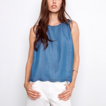 Charlie B Charlie B Scallop Hem Sleeveless Top C4698