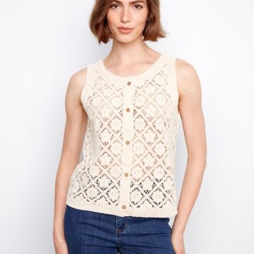 Charlie B Charlie B Crochet Sleeveless Vest C4665