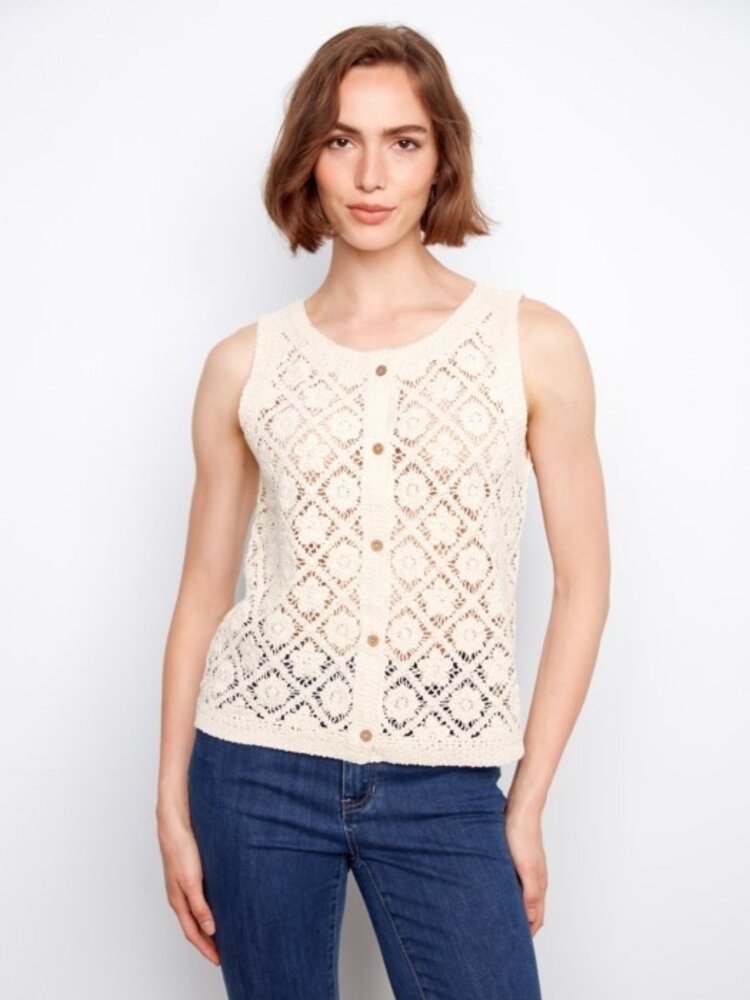 Charlie B Charlie B Crochet Sleeveless Vest C4665