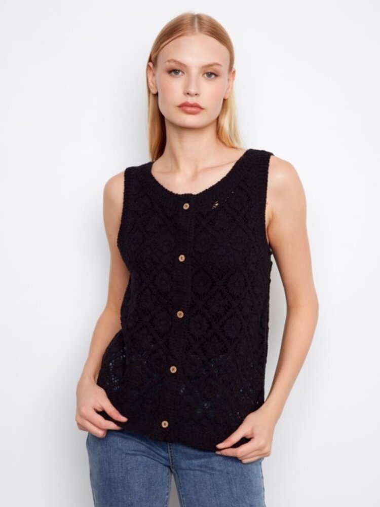 Charlie B Charlie B Crochet Sleeveless Vest C4665