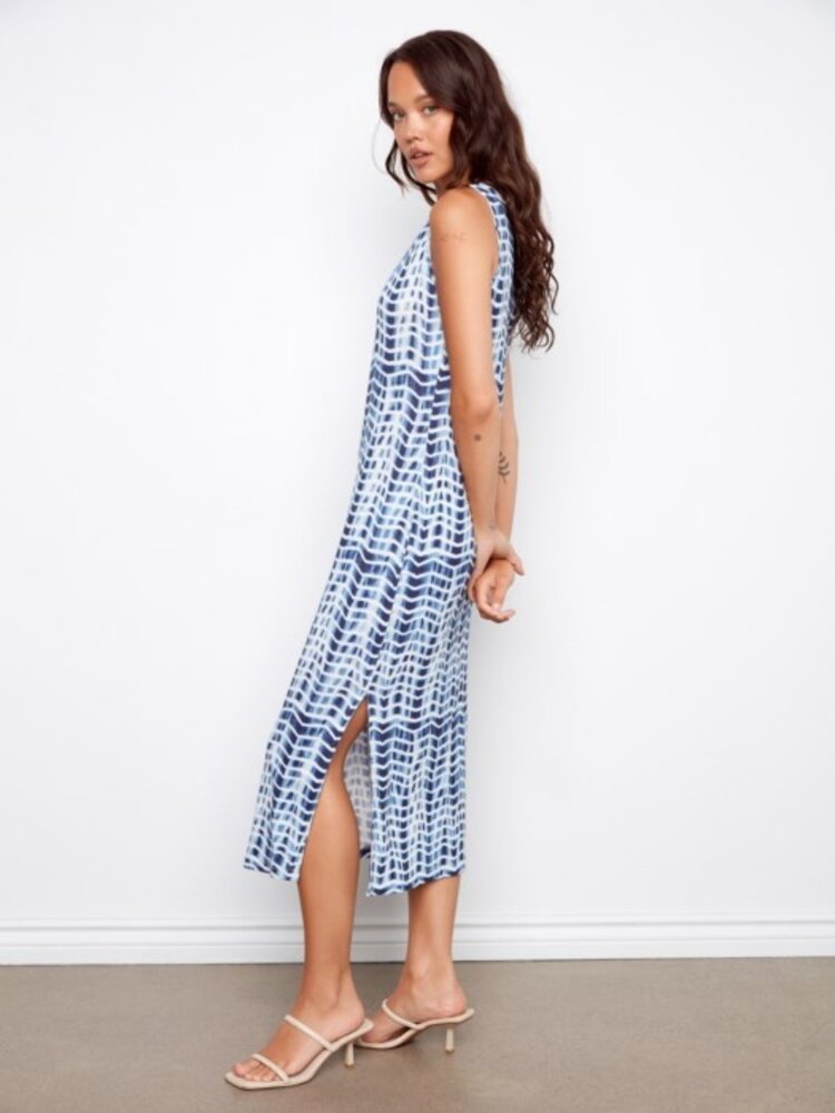 Charlie B Charlie B Printed Sleeveless Scoop Neck Long Knit Dress C3213