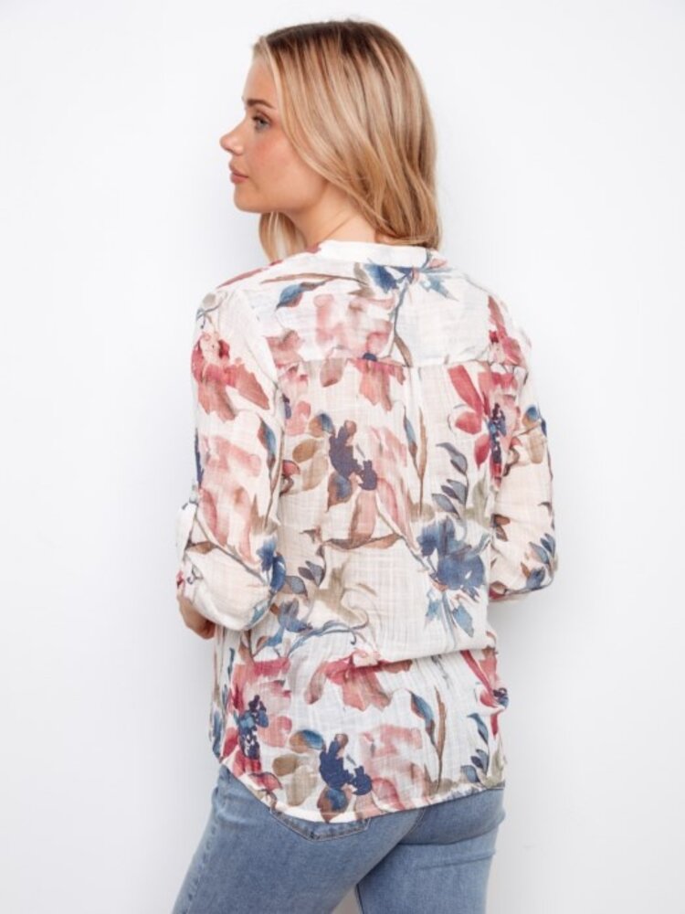 Charlie B Charlie B Printed Roll Up Sleeve C4188